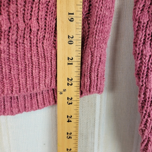 NEW Something Navy Cable Knit Sweater Pink‎ Size Small Cotton Linen - Picture 5 of 9